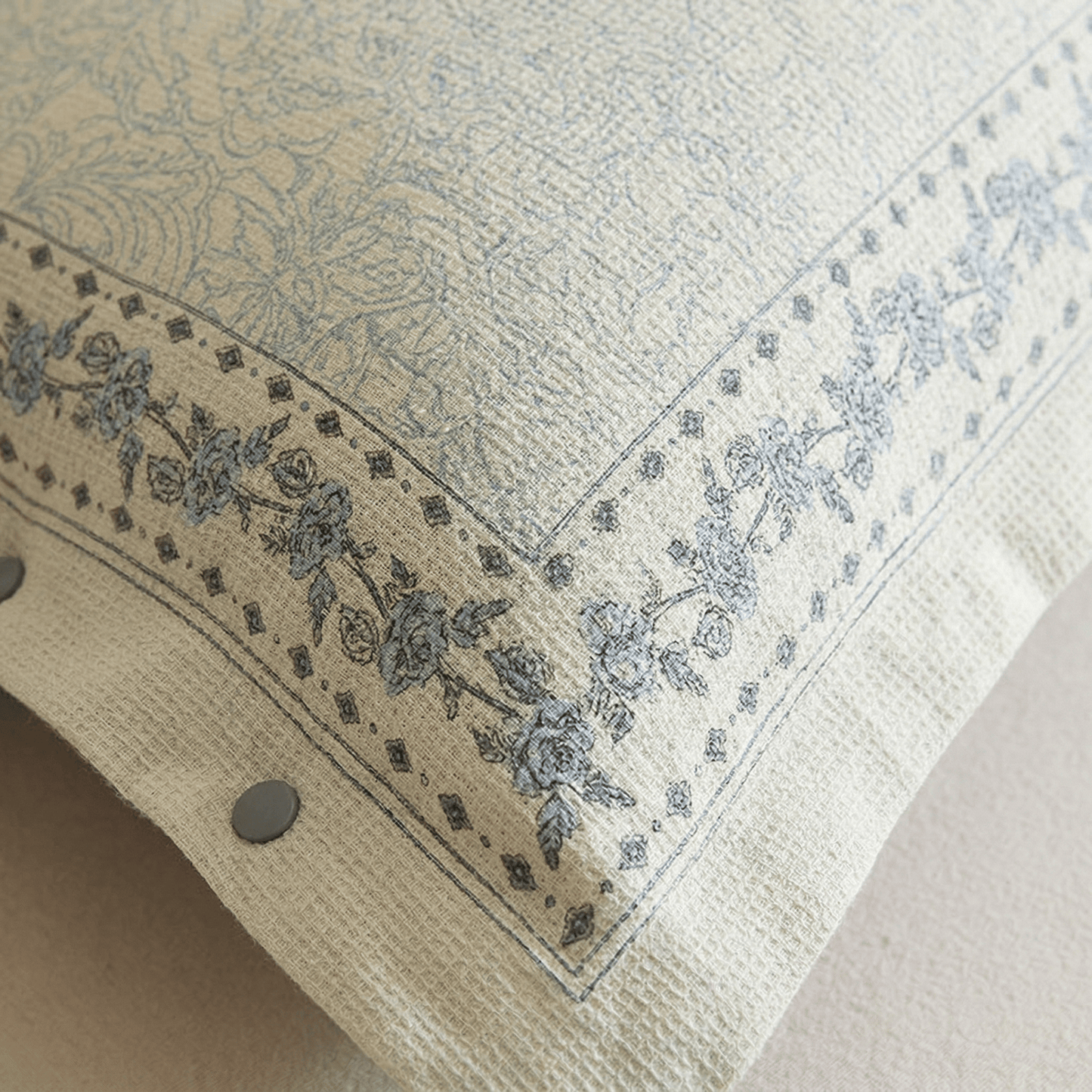 Taies d'oreiller en coton et lin à motif floral français (2 pièces) - image 1