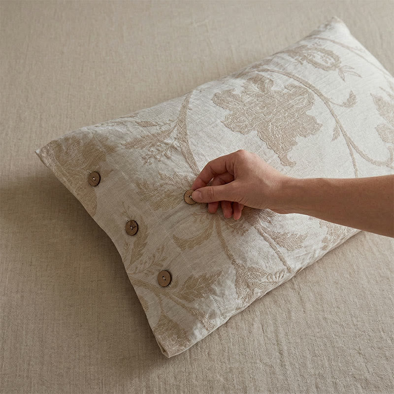 Housses de coussin en mélange coton-lin à motif floral vintage (2 pièces) - image 1