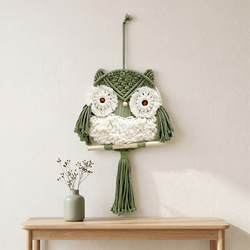 Décoration murale hibou en macramé « Chaleur nordique » - Vert - 25 cm x 50 cm - image 7