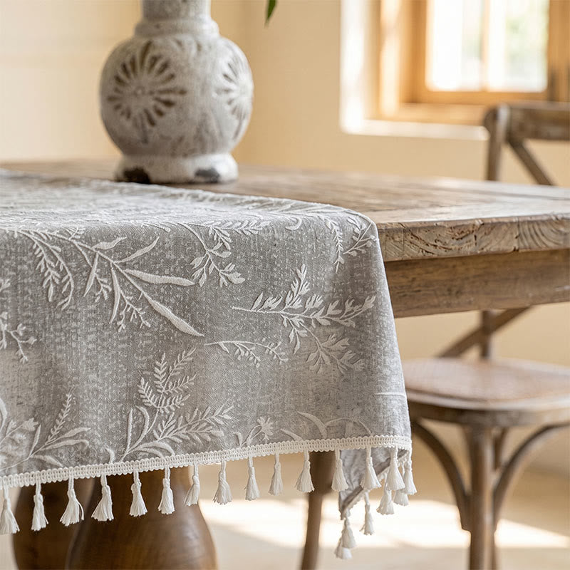 Nappe romantique à motif floral, dentelle de feuilles et pompons - image 7
