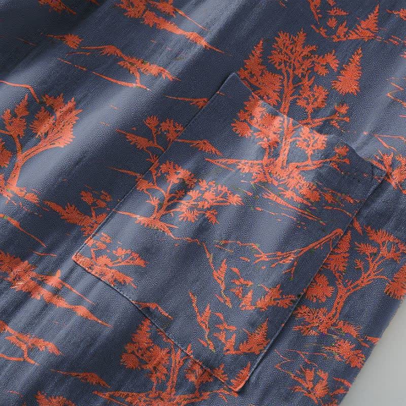 Peignoir kimono unisexe en gaze de coton à motifs de montagnes et d'arbres - image 6