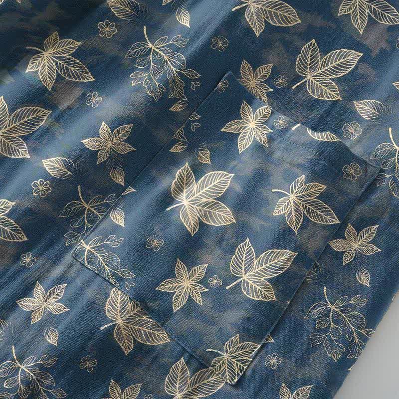Peignoir kimono unisexe en coton à motif de feuilles d'érable - image 6