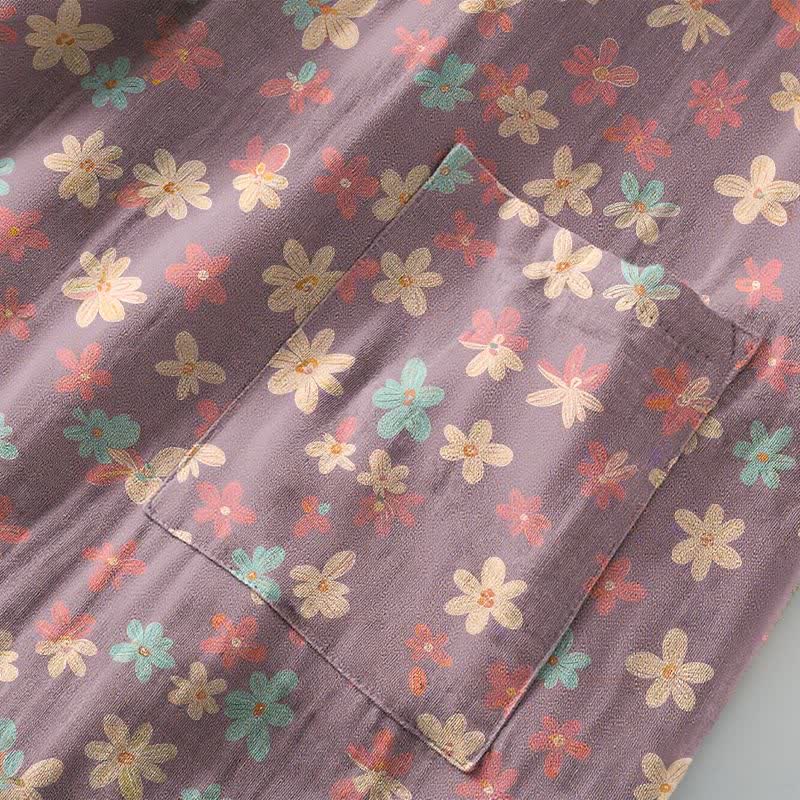 Peignoir de style kimono en gaze de coton violette à motif floral - image 6