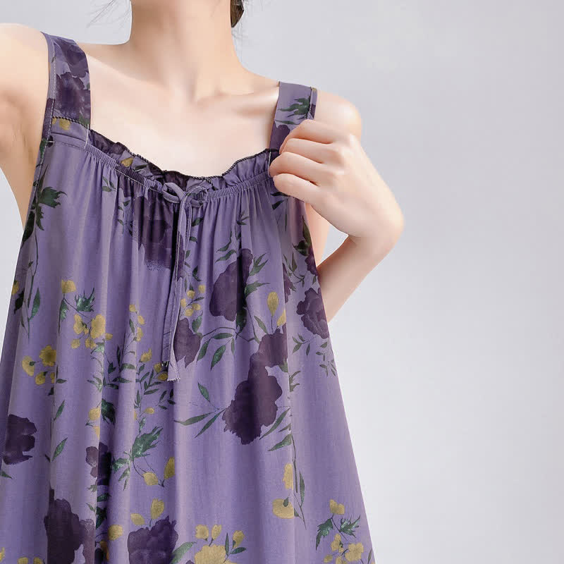 Chemise de nuit sans manches à motif floral violet - image 6