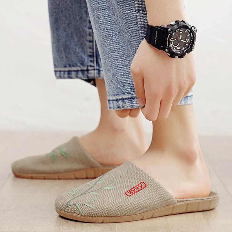 Chaussons confortables en lin brodés Plum Bossom - image 16