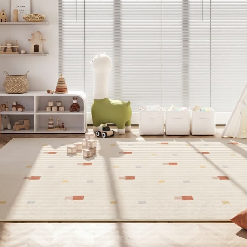 Tapis enfant à pois pastel neutres - image 3