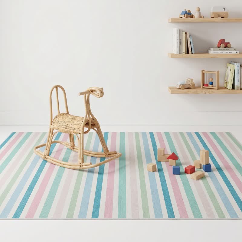 Tapis doux à rayures multicolores - image 3