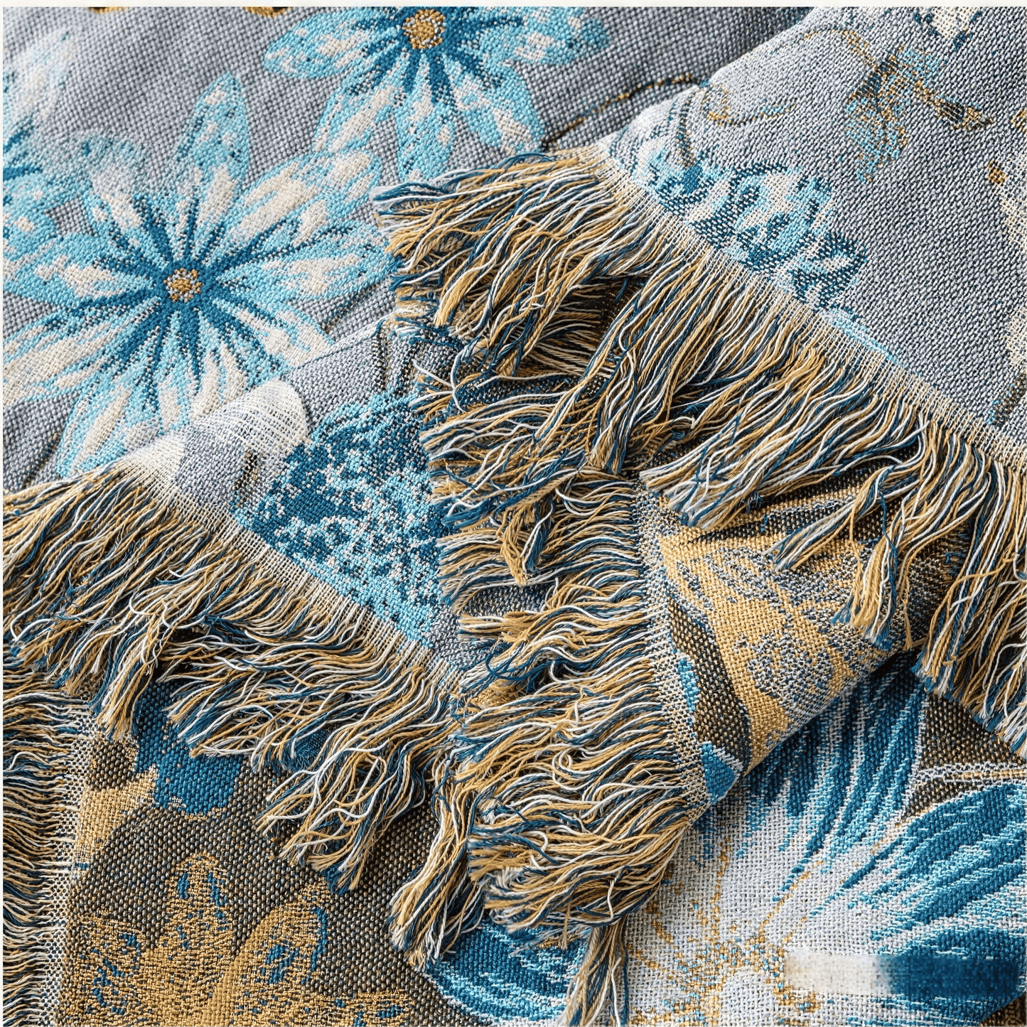 Couette en gaze à franges et motif floral vintage Ownkoti - image 4