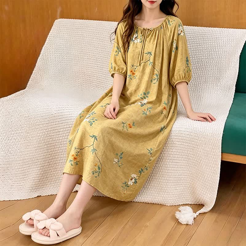 Robe d'intérieur vintage à motifs floraux et de branches - image 3