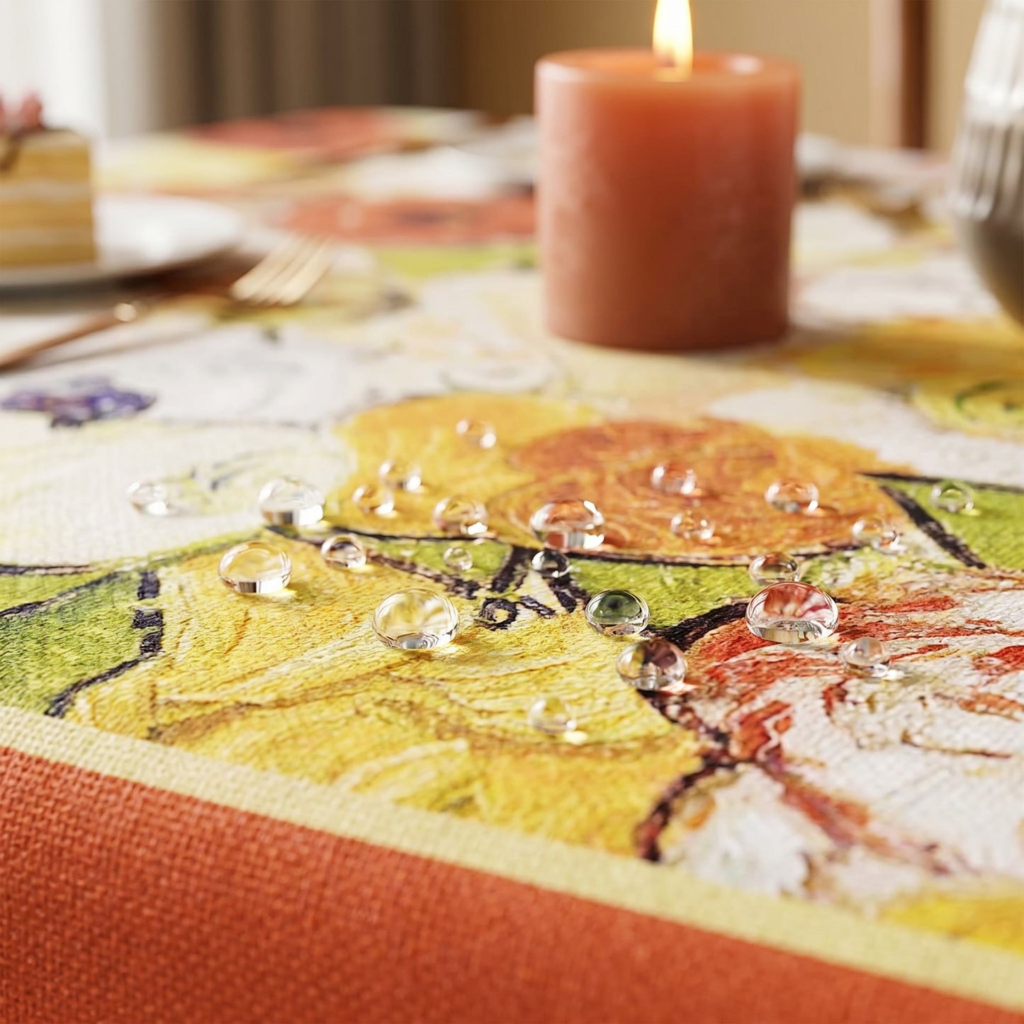 Nappe à motifs floraux imperméable Ownkoti, peinte à l'huile - image 3