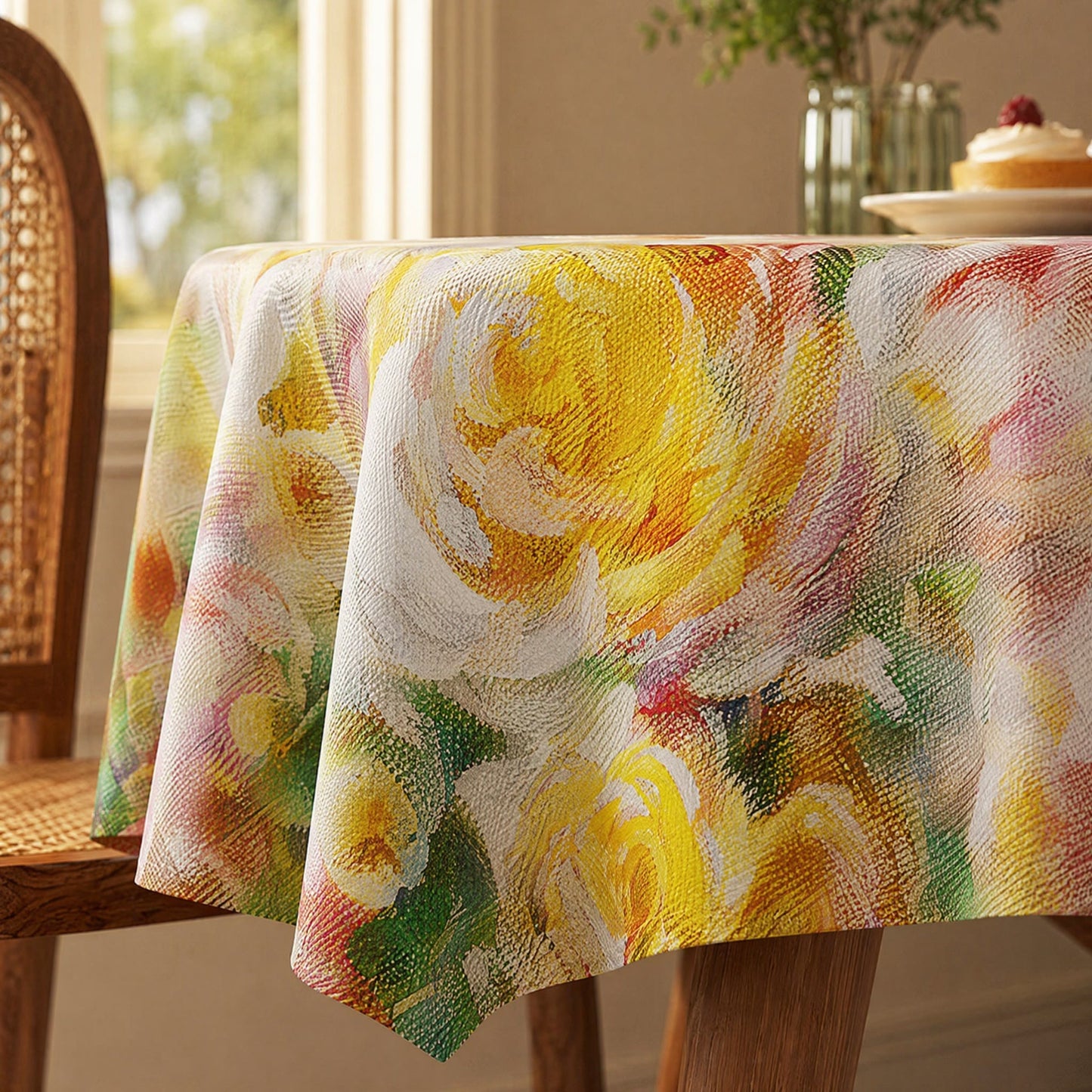 Nappe à motif floral rose impressionniste doux Ownkoti - image 3