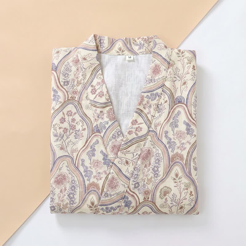 Peignoir kimono bohème vintage en gaze de coton - image 11