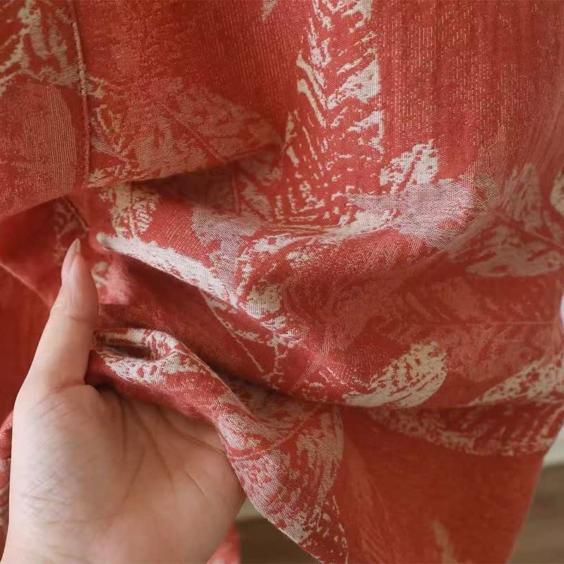 Peignoir de style kimono en gaze de coton à motif de feuilles de corail - image 10