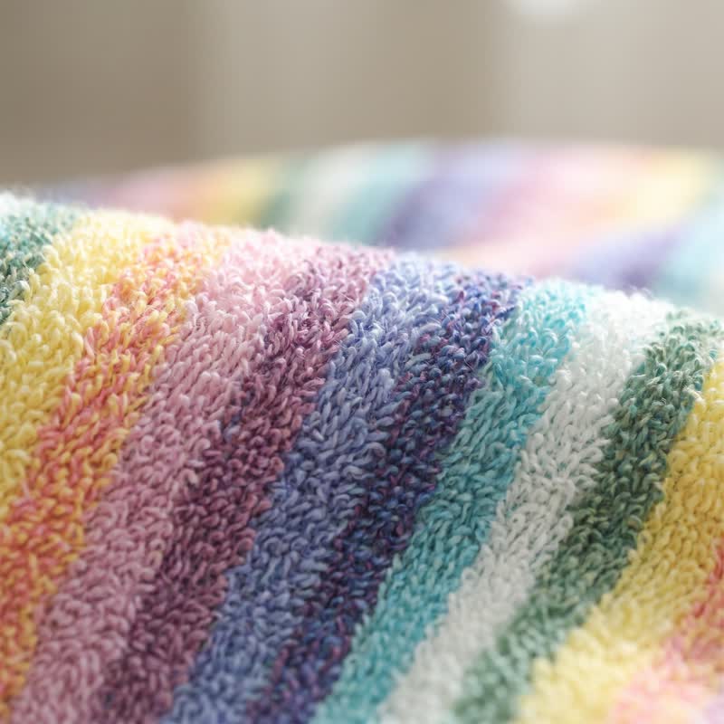 Serviette de toilette en coton respirant à rayures arc-en-ciel Ownkoti - image 5