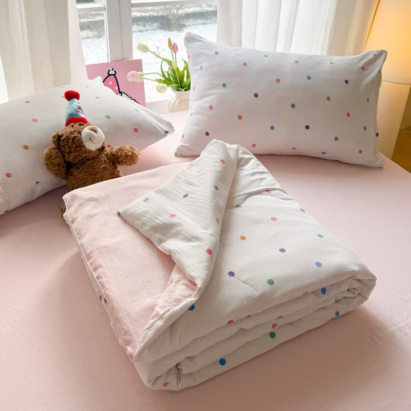 Ensemble de literie Ownkoti Rainbow Polka Dot en coton lavé - image 4