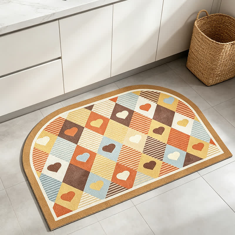 Tapis d'entrée Ownkoti rétro géométrique en forme de cœur et d'arche - image 3