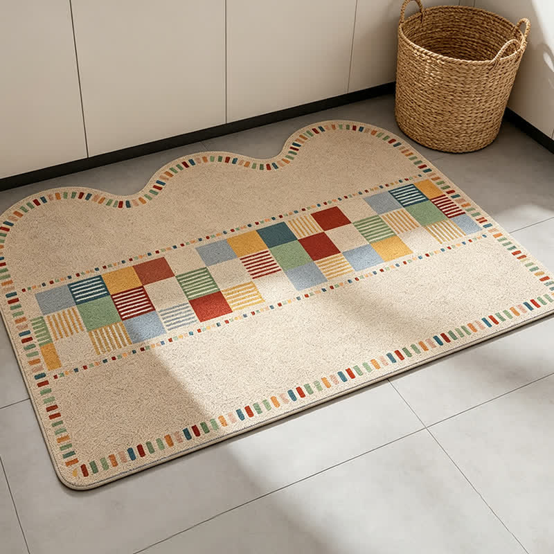 Tapis Ownkoti rétro à bords ondulés et blocs de couleur - image 3