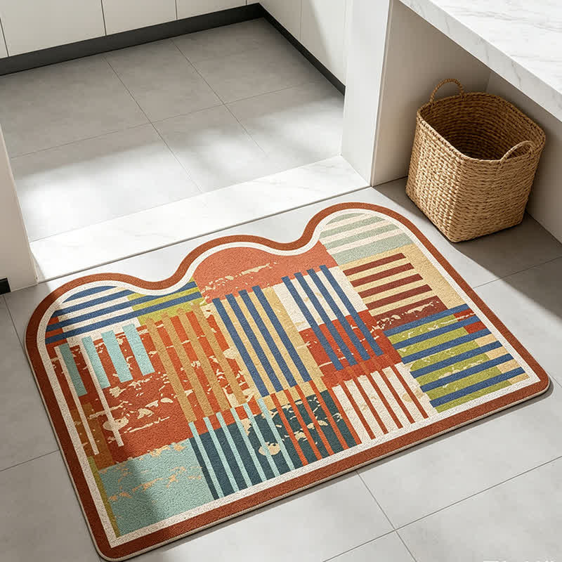 Tapis Ownkoti rétro patchwork à bord ondulé - image 3