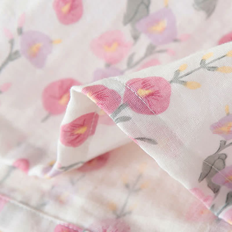 Chemise de nuit en coton rose poudré à motifs floraux - image 9