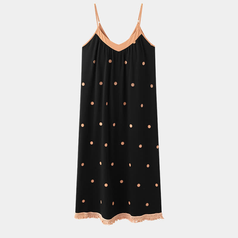 Robe d'intérieur en coton noir à pois blancs - image 7