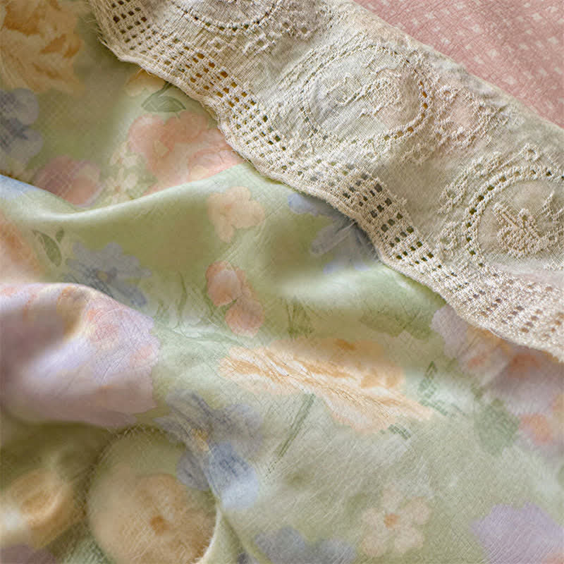 Ensemble de literie en coton vert dentelle Ownkoti - image 3