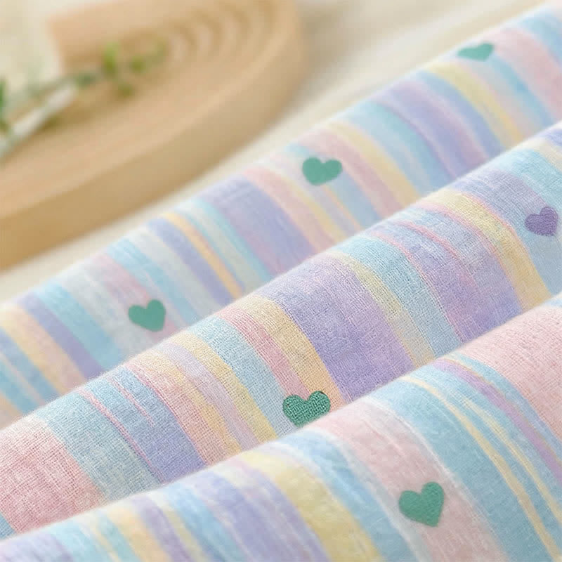 Ensemble de literie doux à rayures arc-en-ciel pastel Ownkoti - image 3