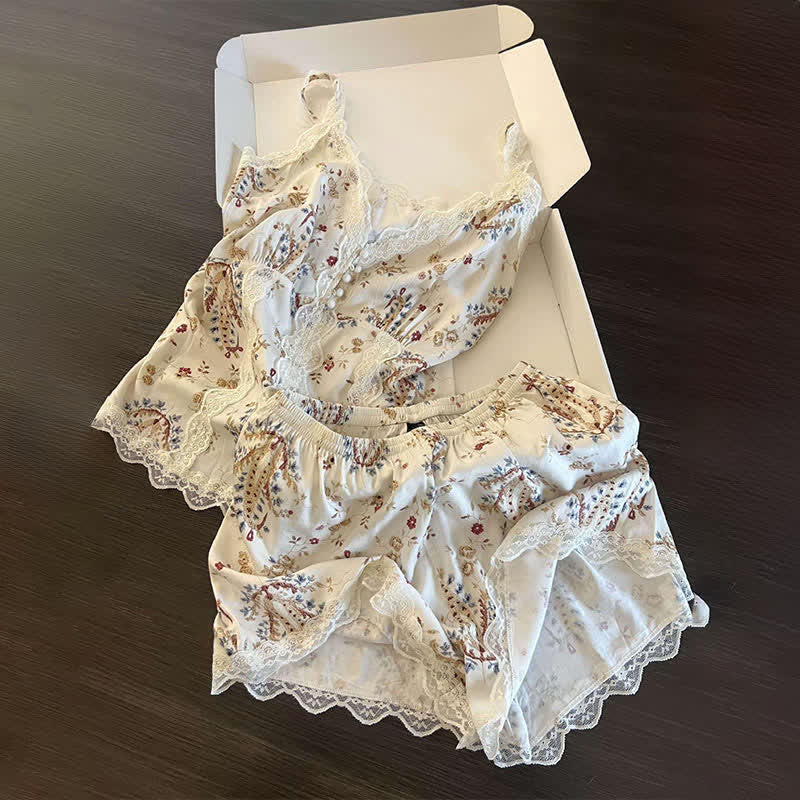 Ensemble de vêtements d'intérieur en dentelle de coton française à motif floral - image 7