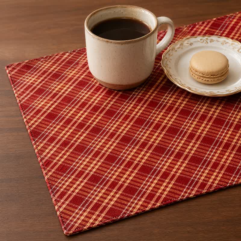 Set de table en tissu à carreaux rouges tissés Ownkoti - image 5