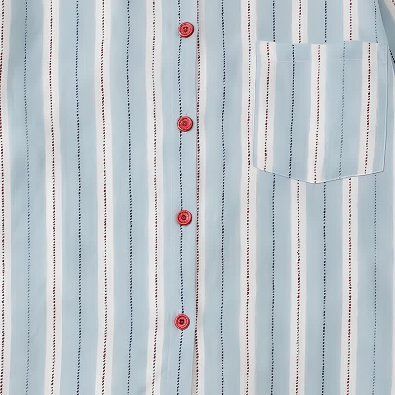 Pyjama double gaze à rayures bleues et accents rouges Ownkoti - image 5