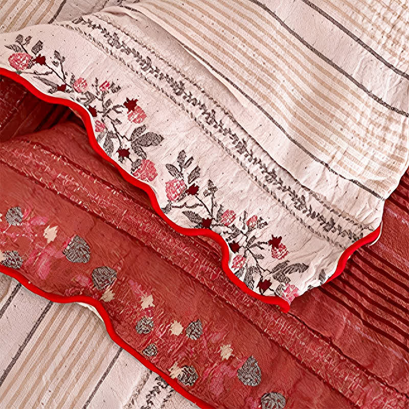 Ensemble de literie Ownkoti Blush à rayures florales en coton lavé - image 4