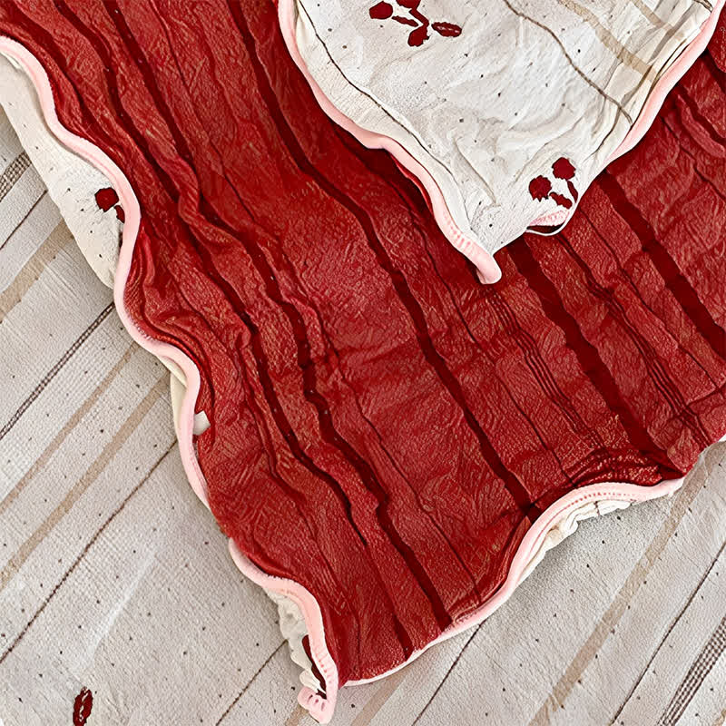 Ensemble de literie en coton lavé à rayures cerises et bordure rouge Ownkoti - image 4