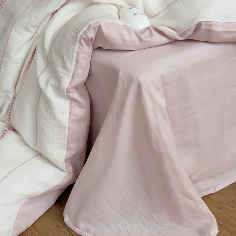 Ensemble de literie quatre pièces Ownkoti Pink Blossom en coton lavé - image 5