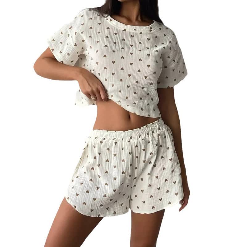 Ownkoti Apricot Heart Print Cotton Loungewear Set - image 6