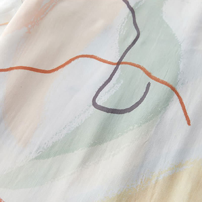 Ensemble de détente à manches courtes en satin imprimé abstrait Ownkoti - image 10