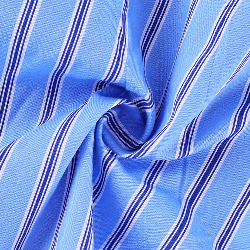 Ensemble de détente Ownkoti : débardeur et short en coton à rayures bleues et dentelle. - image 6