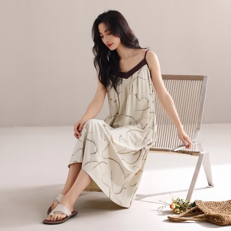 Robe nuisette Ownkoti en coton modal avec bordures contrastées - image 4