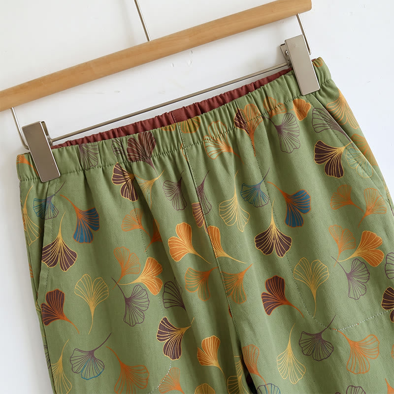 Ensemble de vêtements d'intérieur à bretelles nouées et imprimé feuilles de ginkgo Ownkoti - image 20