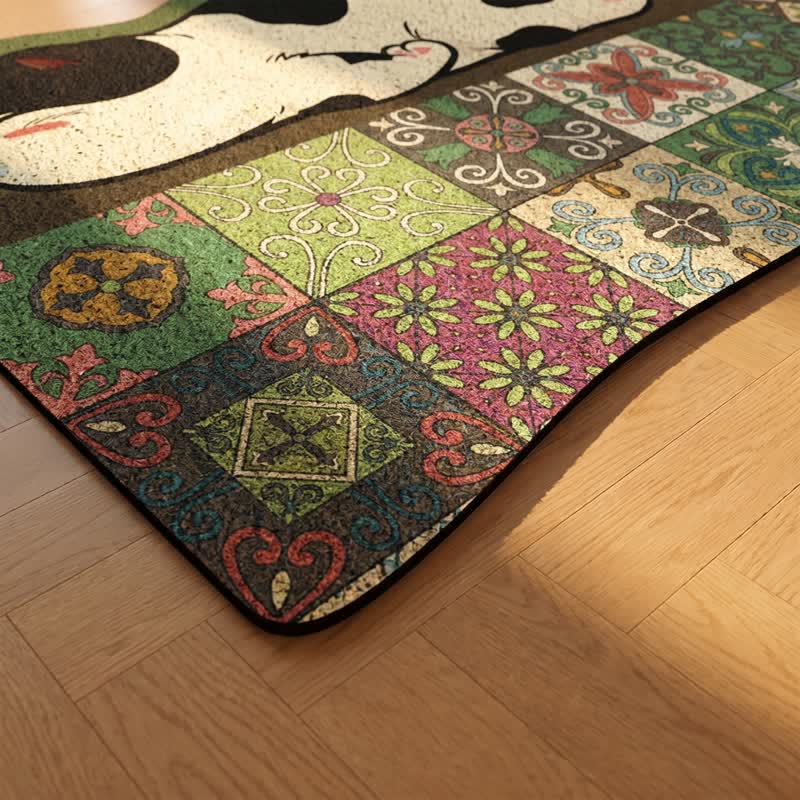 Tapis d'entrée Ownkoti Chat endormi à carreaux festonnés - image 4