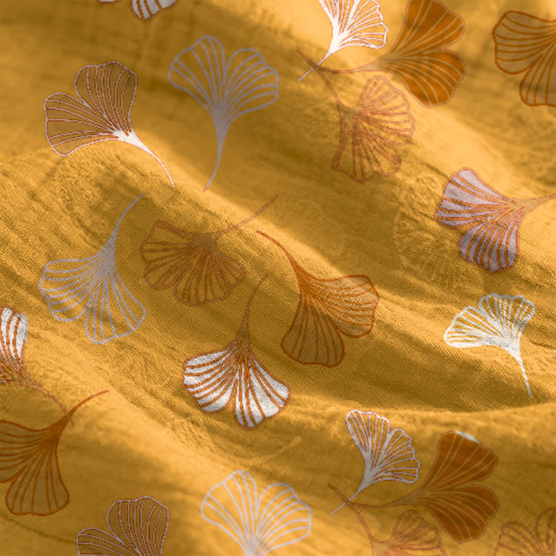 Robe midi d'intérieur à bretelles et motif feuille de ginkgo Ownkoti - image 89