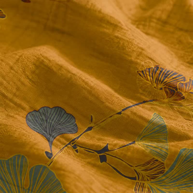 Robe longue de détente à bretelles et motif feuille de ginkgo Ownkoti - image 49