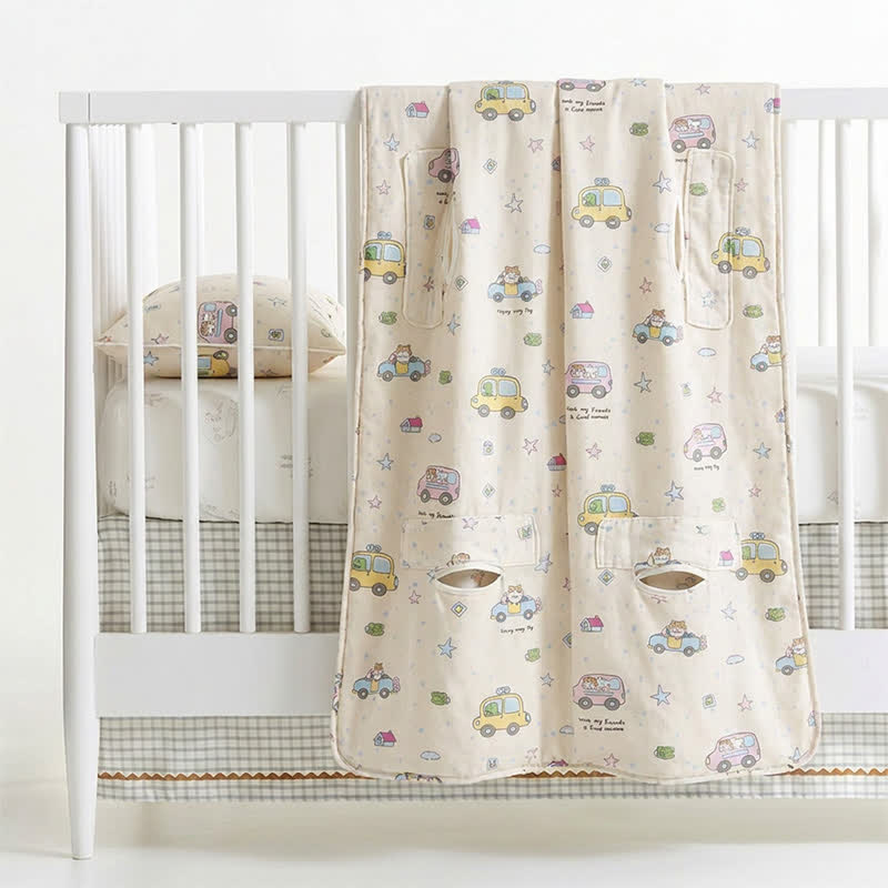 Couverture bébé anti-coups de pied en gaze de coton Ownkoti, motif petites voitures - image 4