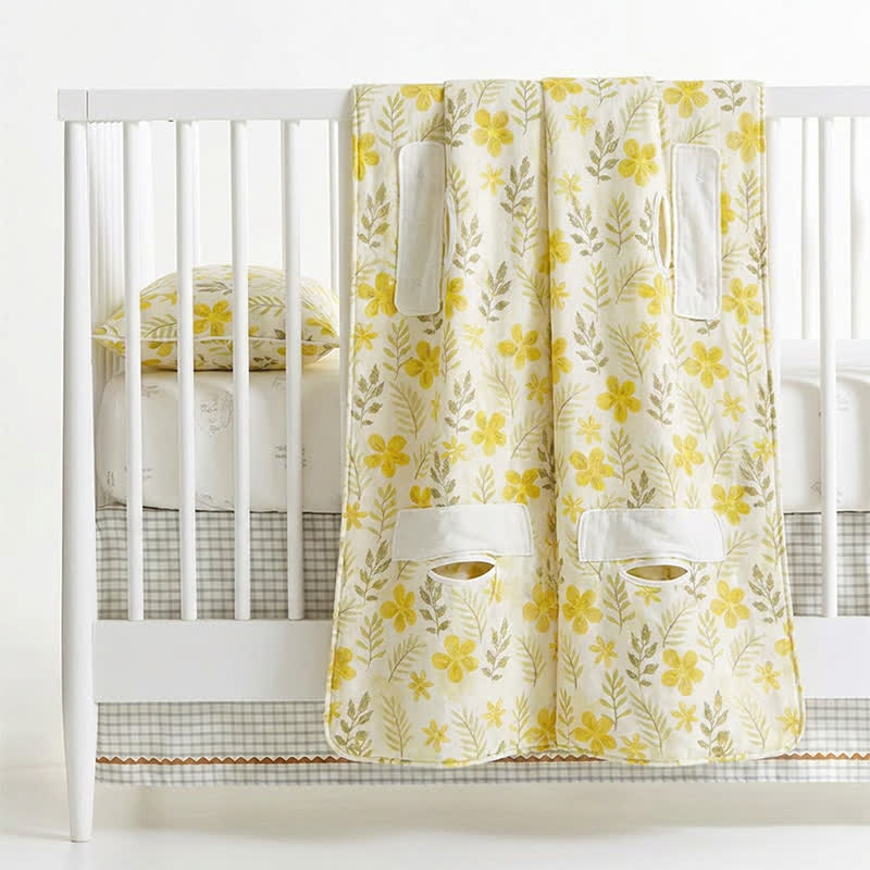 Couverture bébé matelassée en coton jaune à fleurs Ownkoti - image 4