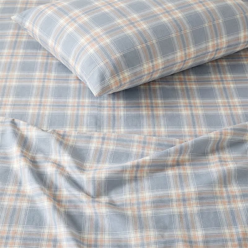 Ensemble de literie Ownkoti en coton à carreaux bleus pour lit simple XL - image 5
