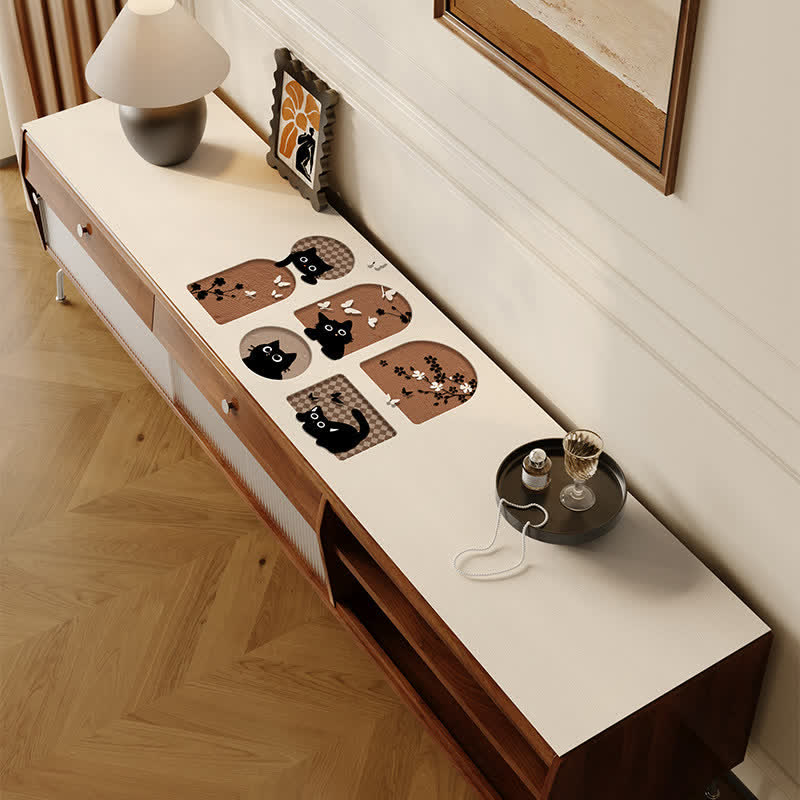 Tapis de table en cuir PU Ownkoti à motif chat fantaisiste - image 4