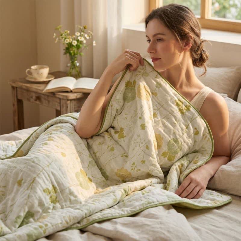 Couette réversible en coton vert tendre à motif floral Ownkoti - image 4
