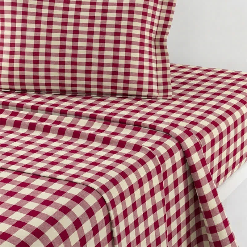 Ensemble de literie Ownkoti à carreaux rouges vichy pour lit simple XL - image 4