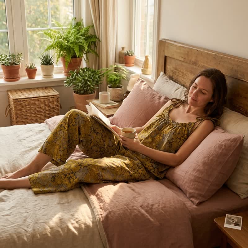 Ensemble de vêtements d'intérieur à bretelles et motif floral vintage Ownkoti - image 12