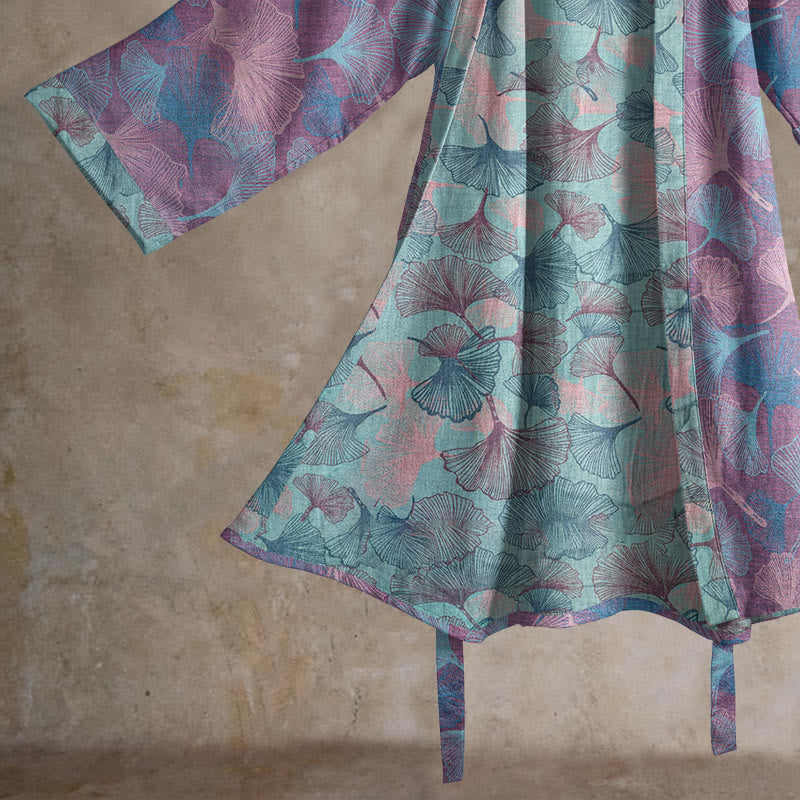 Kimono en coton à motif de feuilles de ginkgo Ownkoti Dreamy - image 9