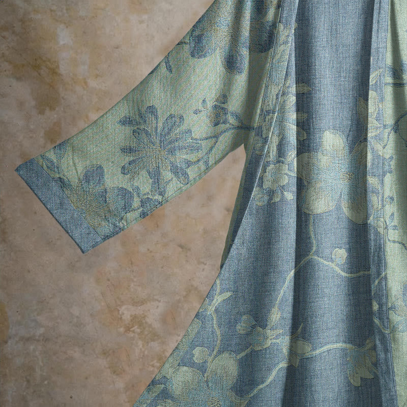 Kimono Ownkoti bleu sauge à fleurs en coton - image 9