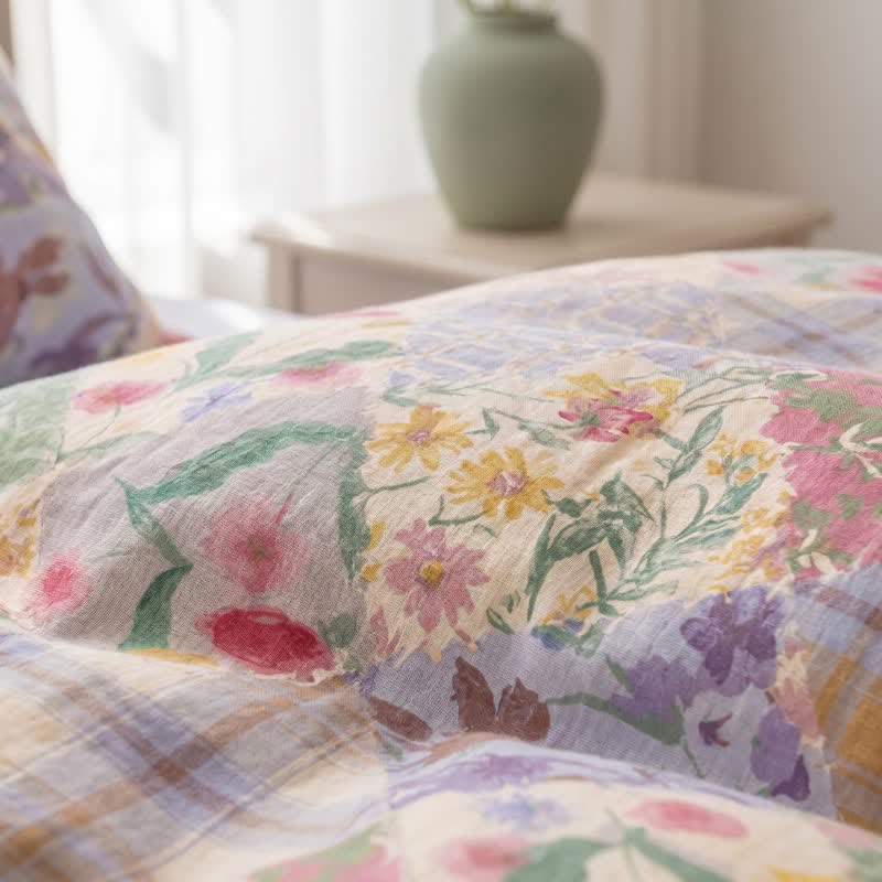 Ensemble de literie en coton à motifs floraux et patchwork de jardin Ownkoti - image 7